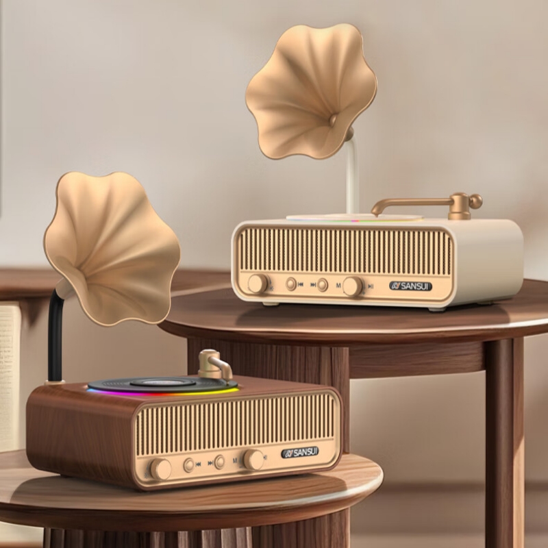 Apple Music Audio Quality - V13 Kablosuz Bluetooth Hoparlör Retro Gramofon