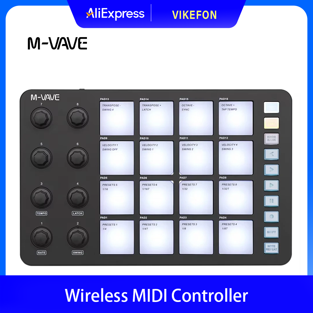 M-VAVE SMC-PAD Kablosuz MIDI K - Midi Controller Pad incelemesi ve fiyatı