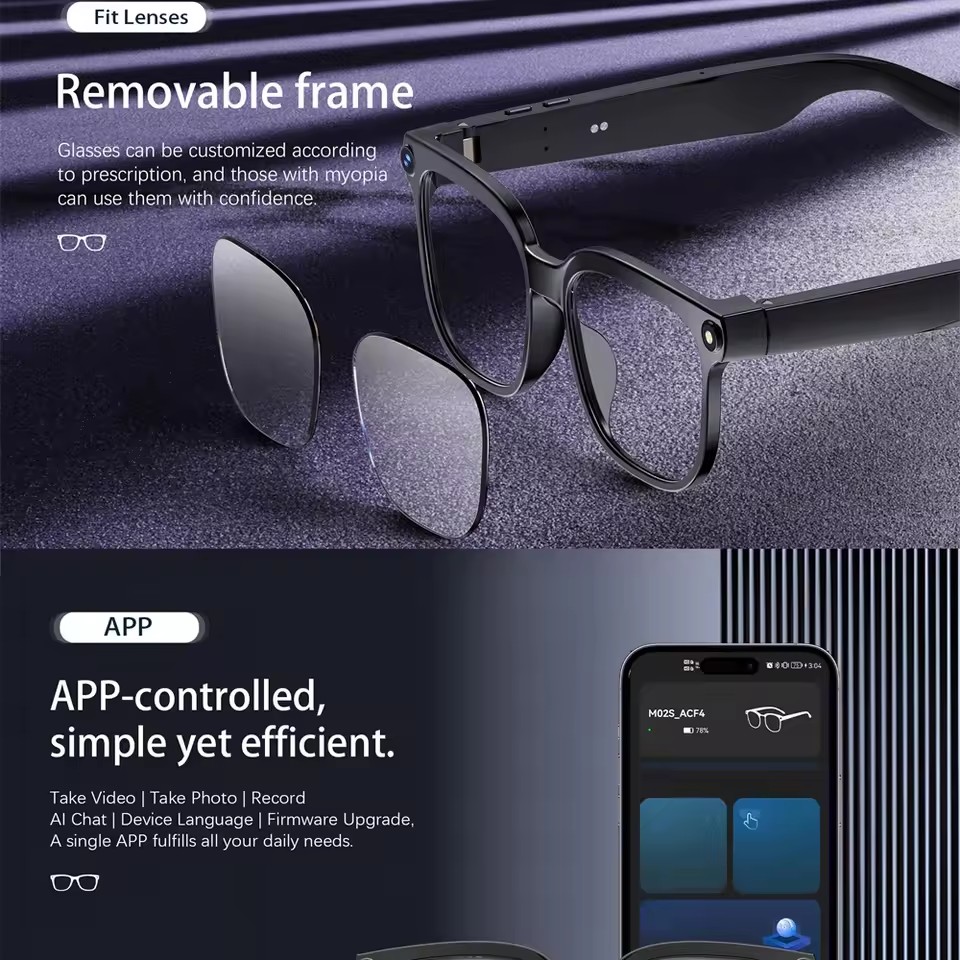 M02S AI Akıllı Gözlük 8MP Kame - Audio Music To Video Ai Free incelemesi ve fiyatı